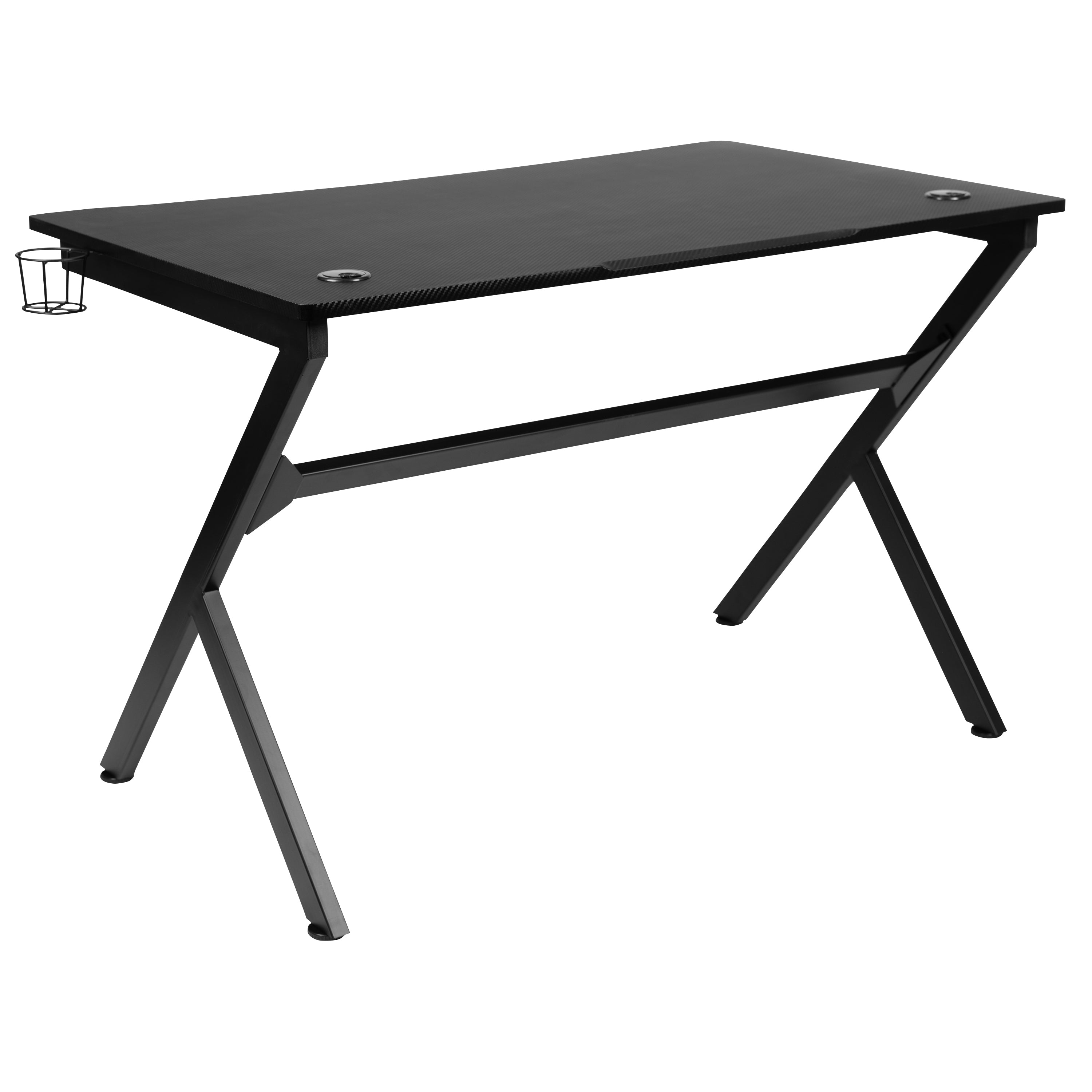 Duncan Gaming Desk 45.25" x 29" Computer Table Gamer Workstation with Headphone Holder and 2 Cable Management Holes