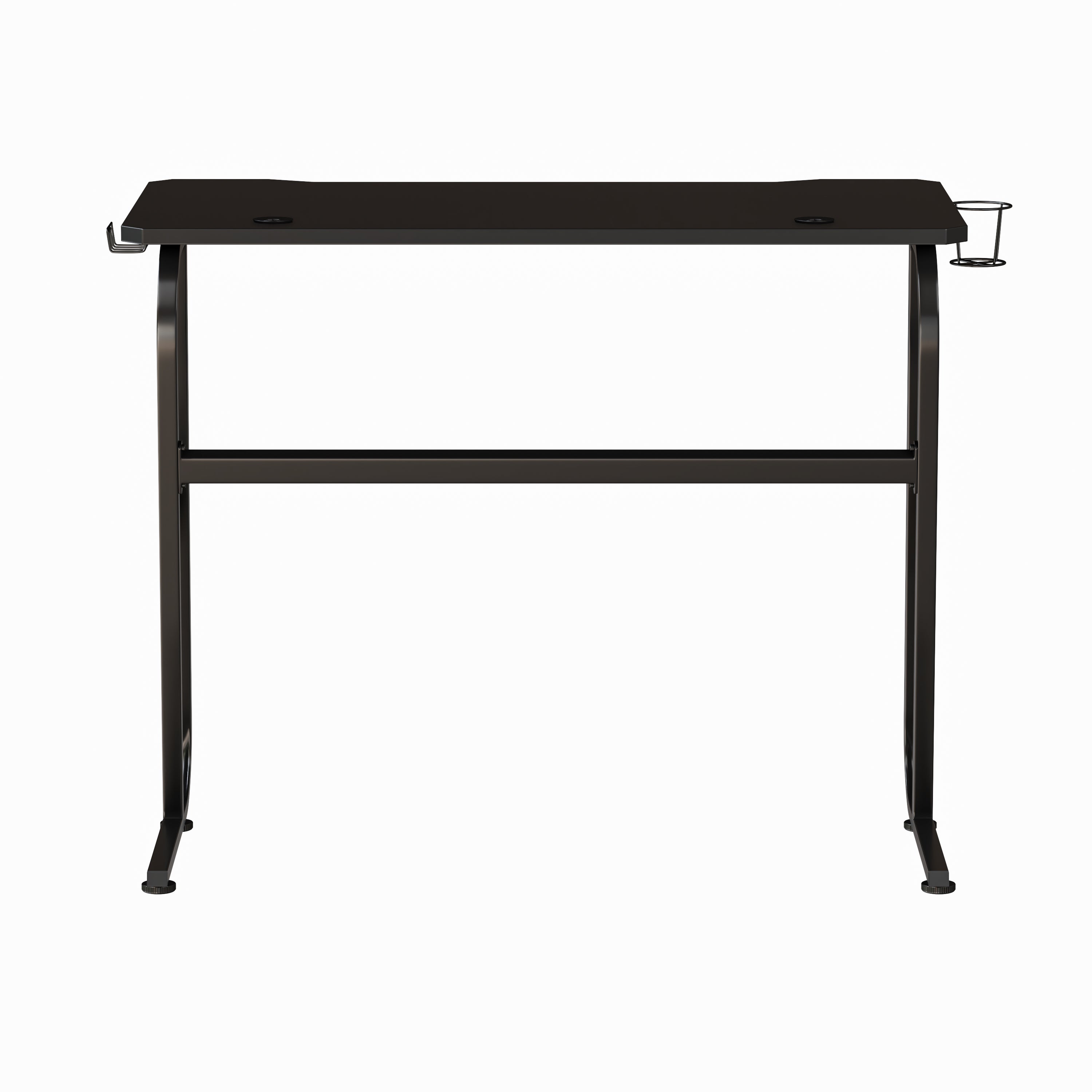 Fisher Black Gaming Ergonomic Desk with Cup Holder and Headphone Hook
