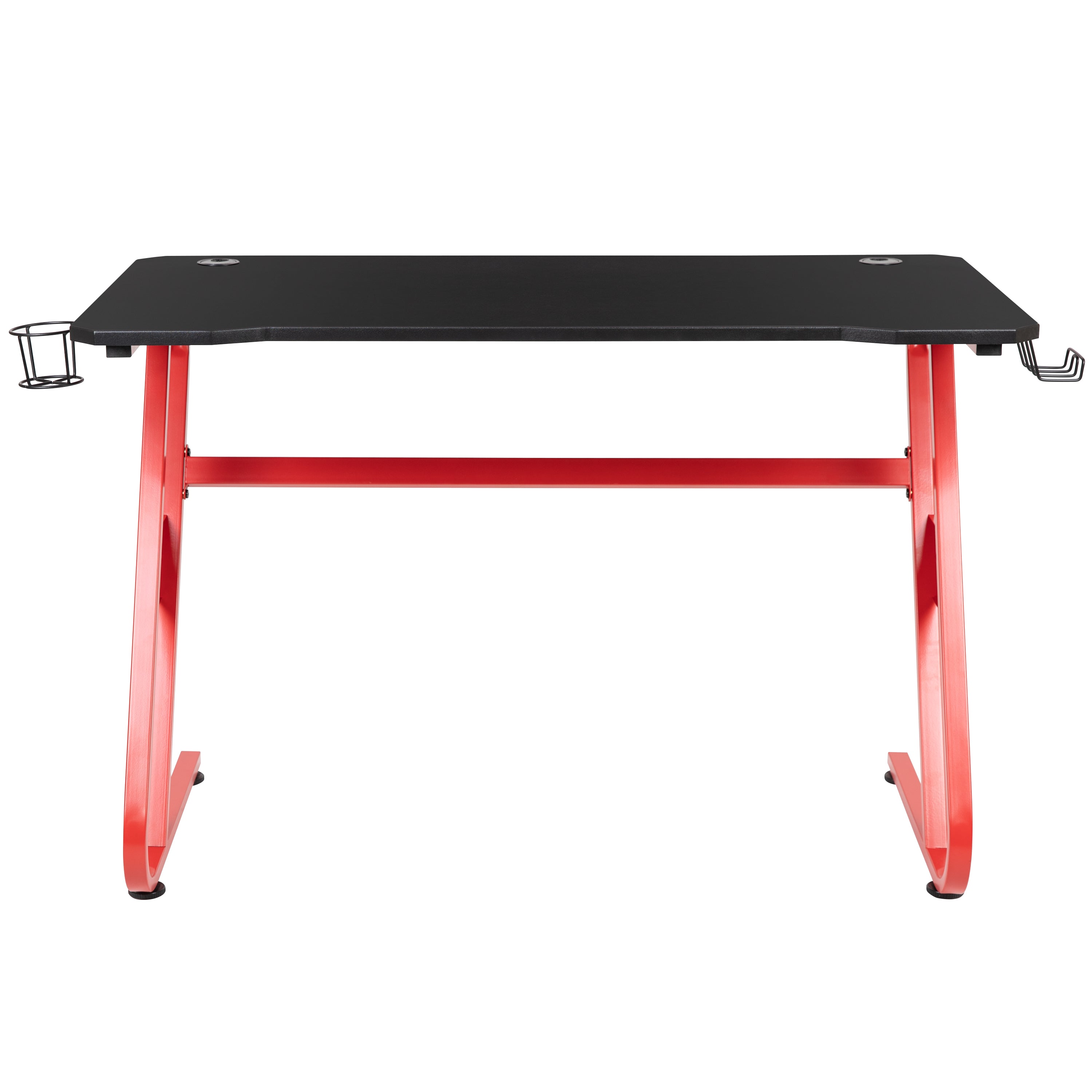 Fisher Red Gaming Ergonomic Desk with Cup Holder and Headphone Hook
