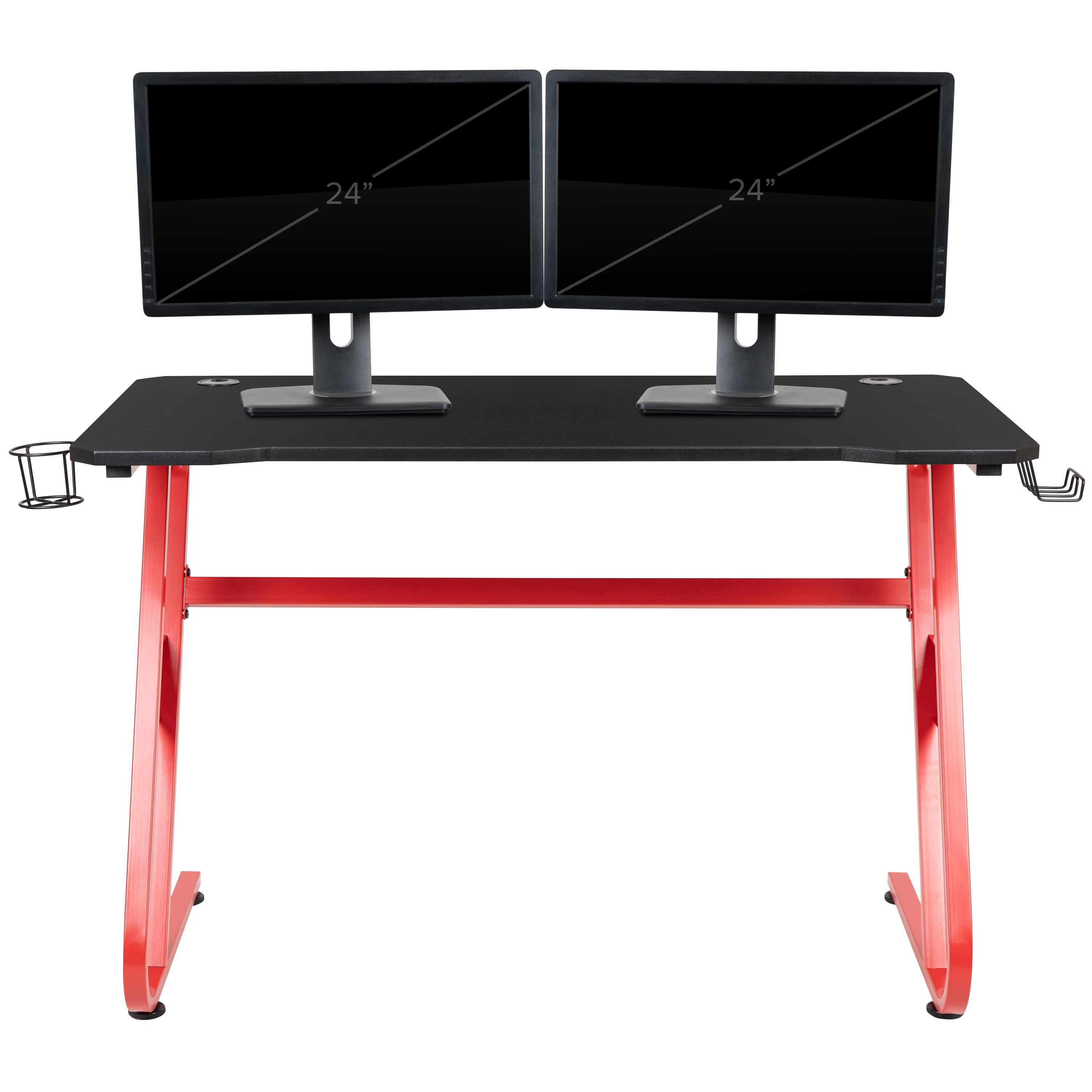 Fisher Red Gaming Ergonomic Desk with Cup Holder and Headphone Hook