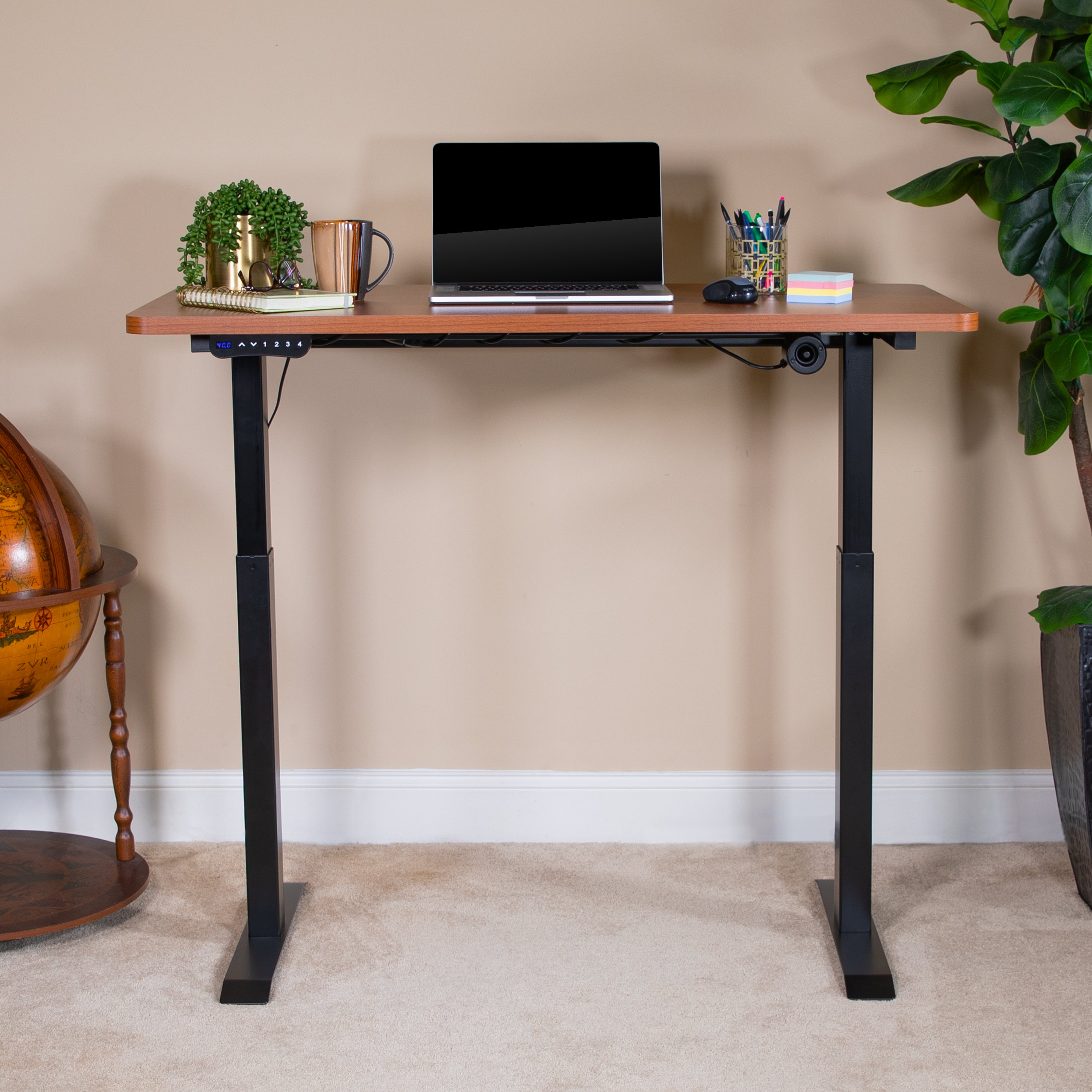 Tanner Electric Height Adjustable Standing Desk - Table Top 48" Wide - 24" Deep (Mahogany)