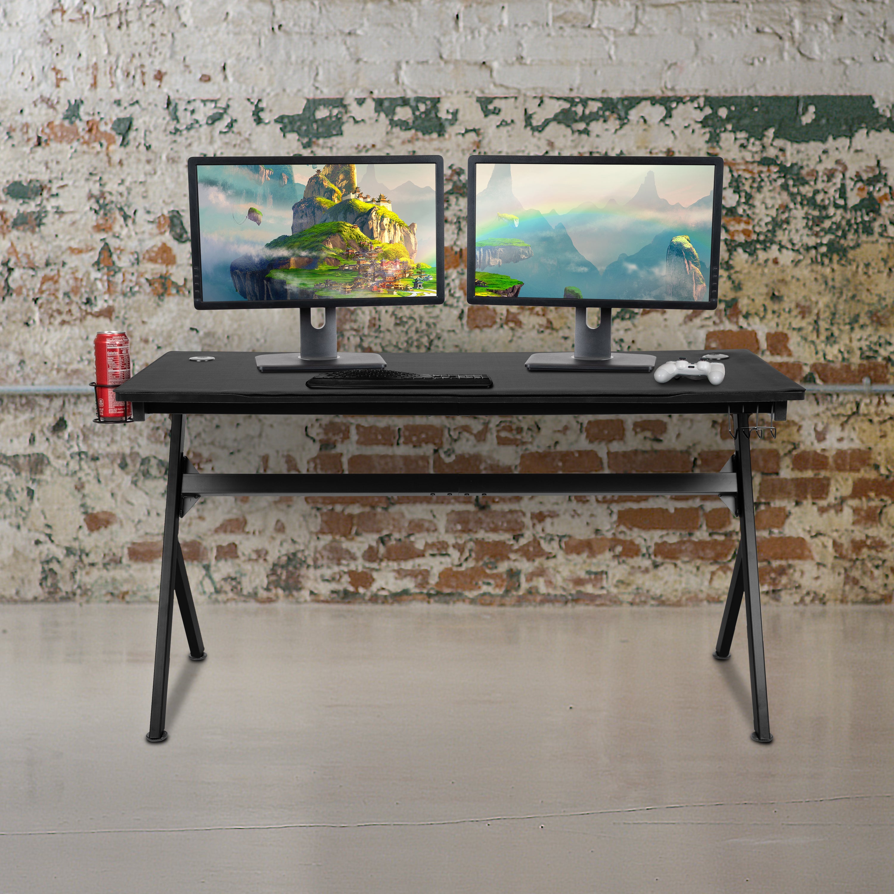 Duncan 55" x 24" Extra Large Gaming Desk with Headphone Hook and Cup Holder - Free Mouse Pad