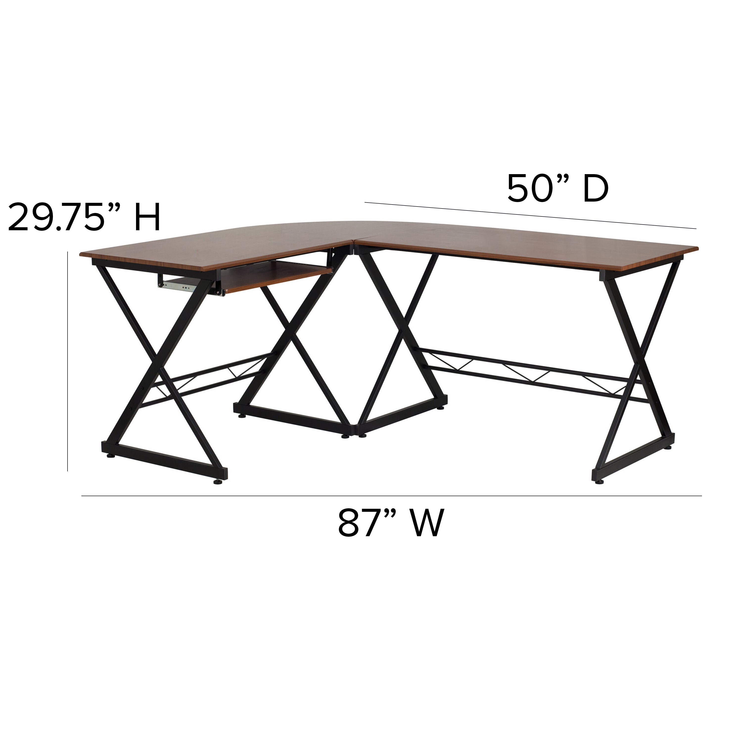 Singleton Teakwood Laminate L-Shape Computer Desk with Pull-Out Keyboard Tray