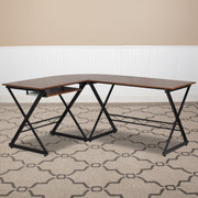 Singleton Teakwood Laminate L-Shape Computer Desk with Pull-Out Keyboard Tray