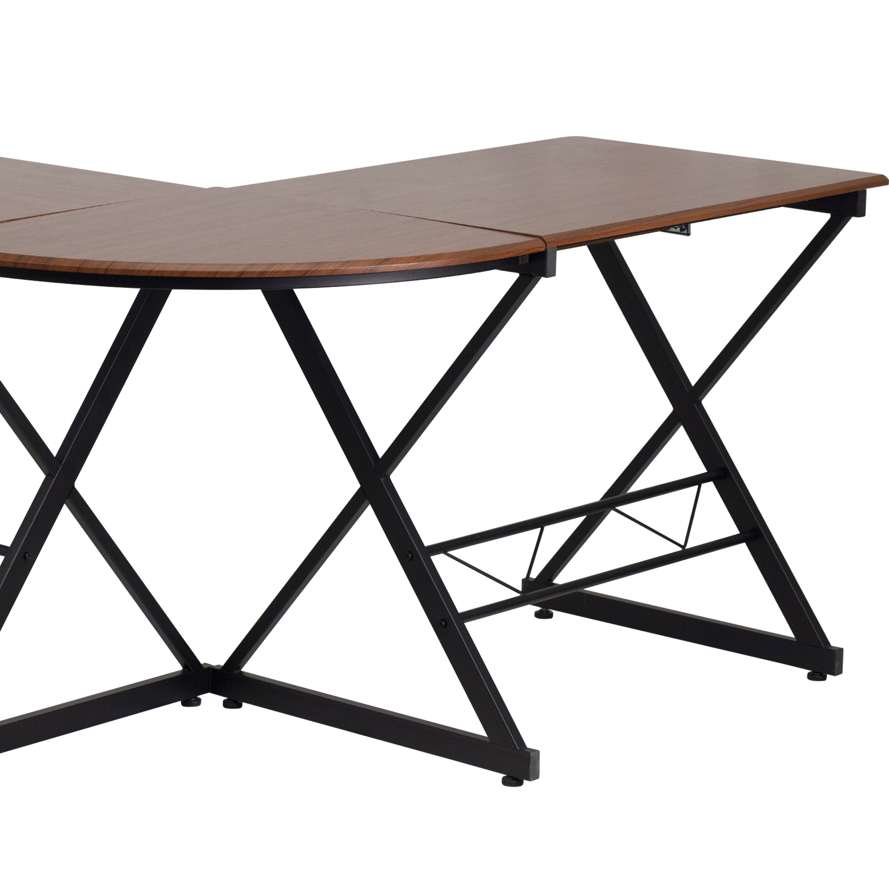 Singleton Teakwood Laminate L-Shape Computer Desk with Pull-Out Keyboard Tray