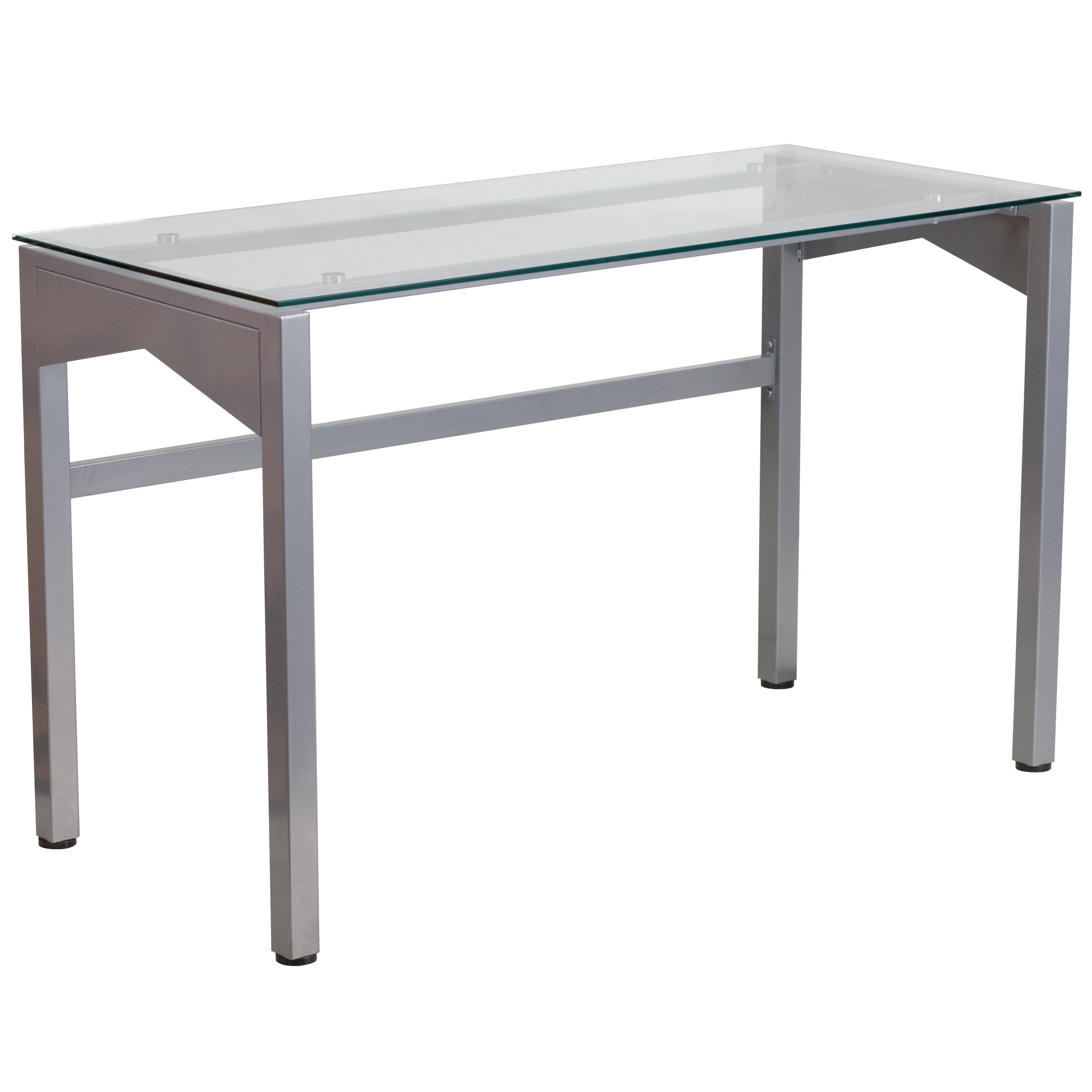 Jayden Contemporary Clear Tempered Glass Desk with Geometric Sides