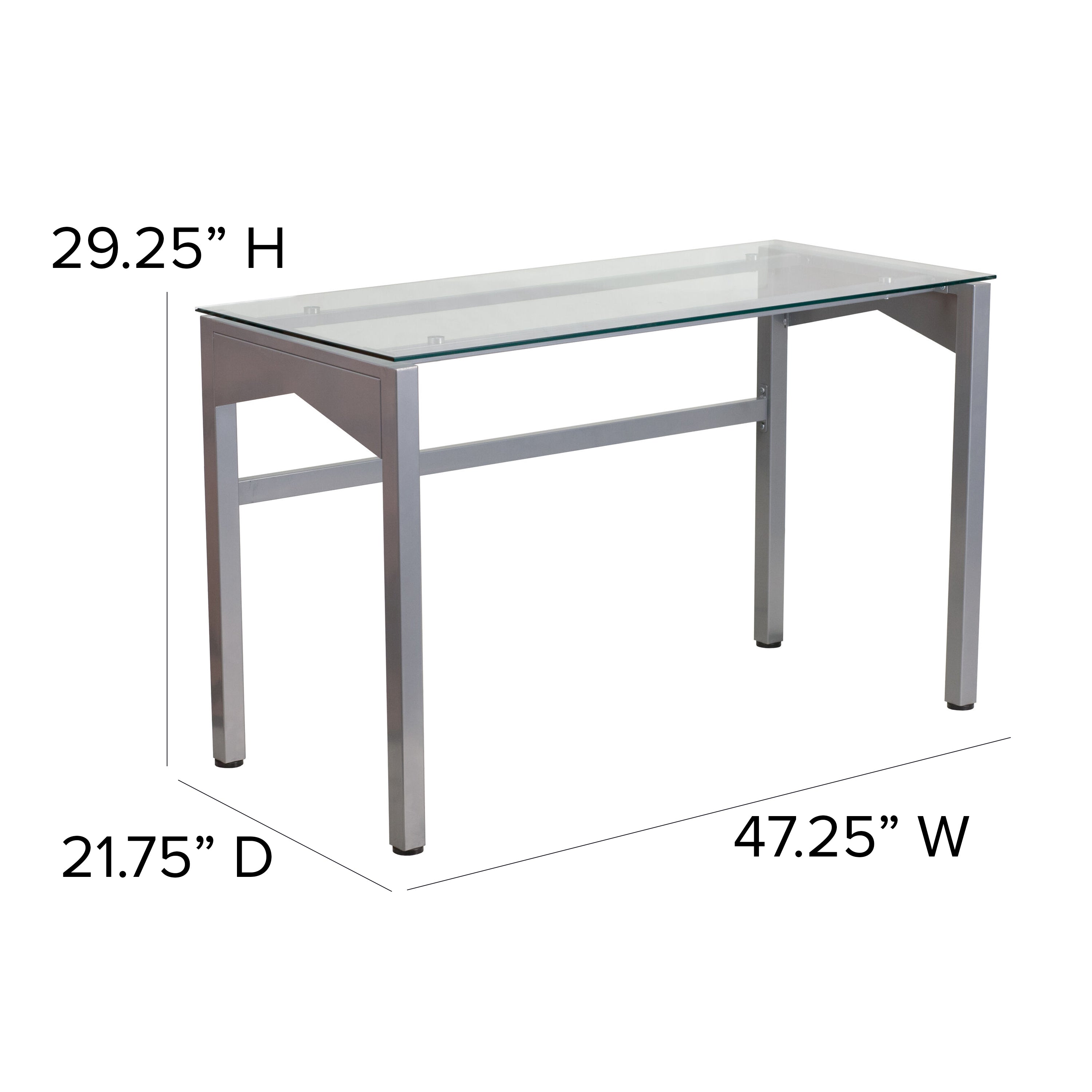 Jayden Contemporary Clear Tempered Glass Desk with Geometric Sides