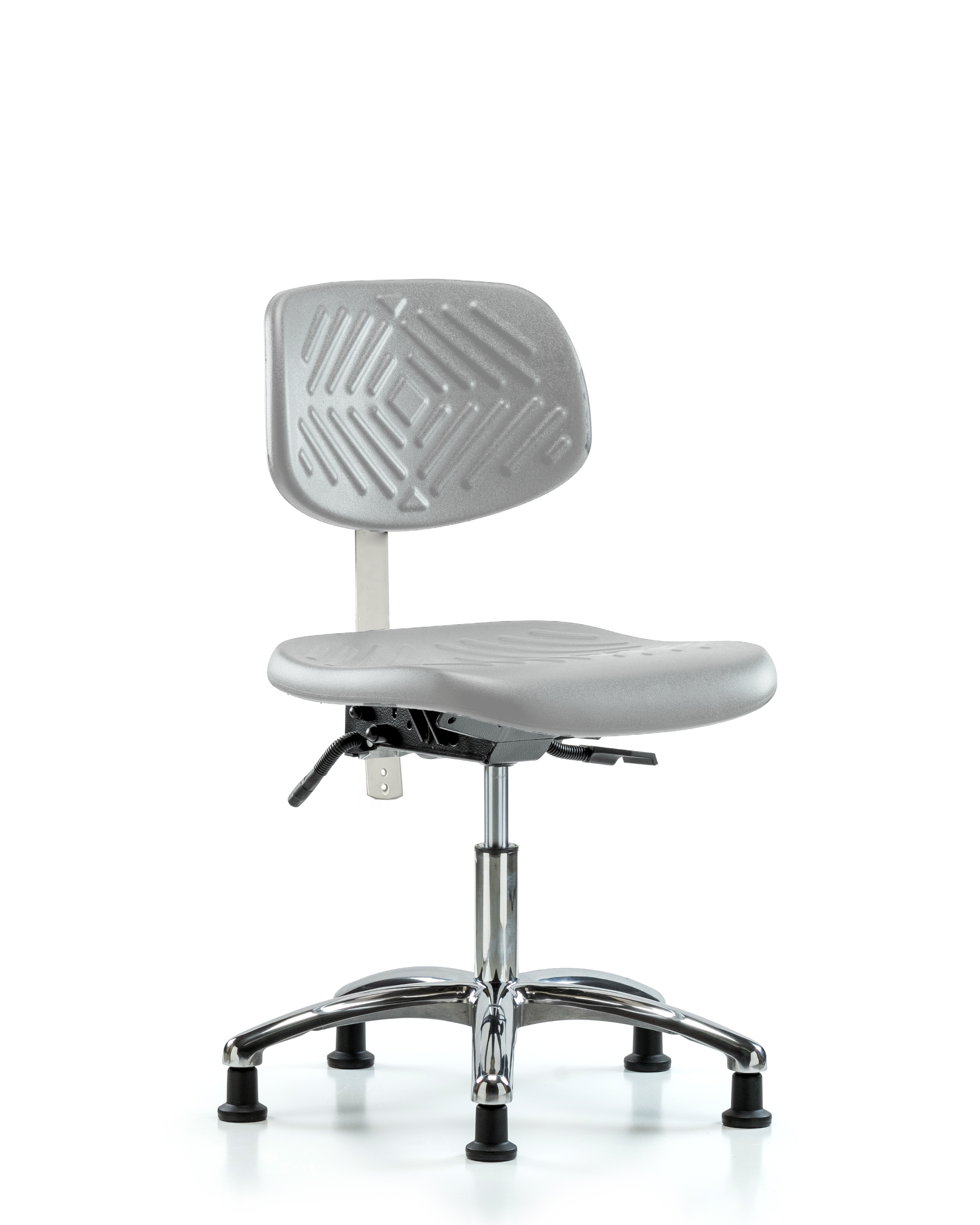 Class 10 Polyurethane Clean Room Chair - Desk Height with Stationary Glides in Gray Polyurethane