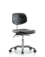Class 100 Polyurethane Clean Room Chair - Desk Height with Seat Tilt & Casters in Black Polyurethane