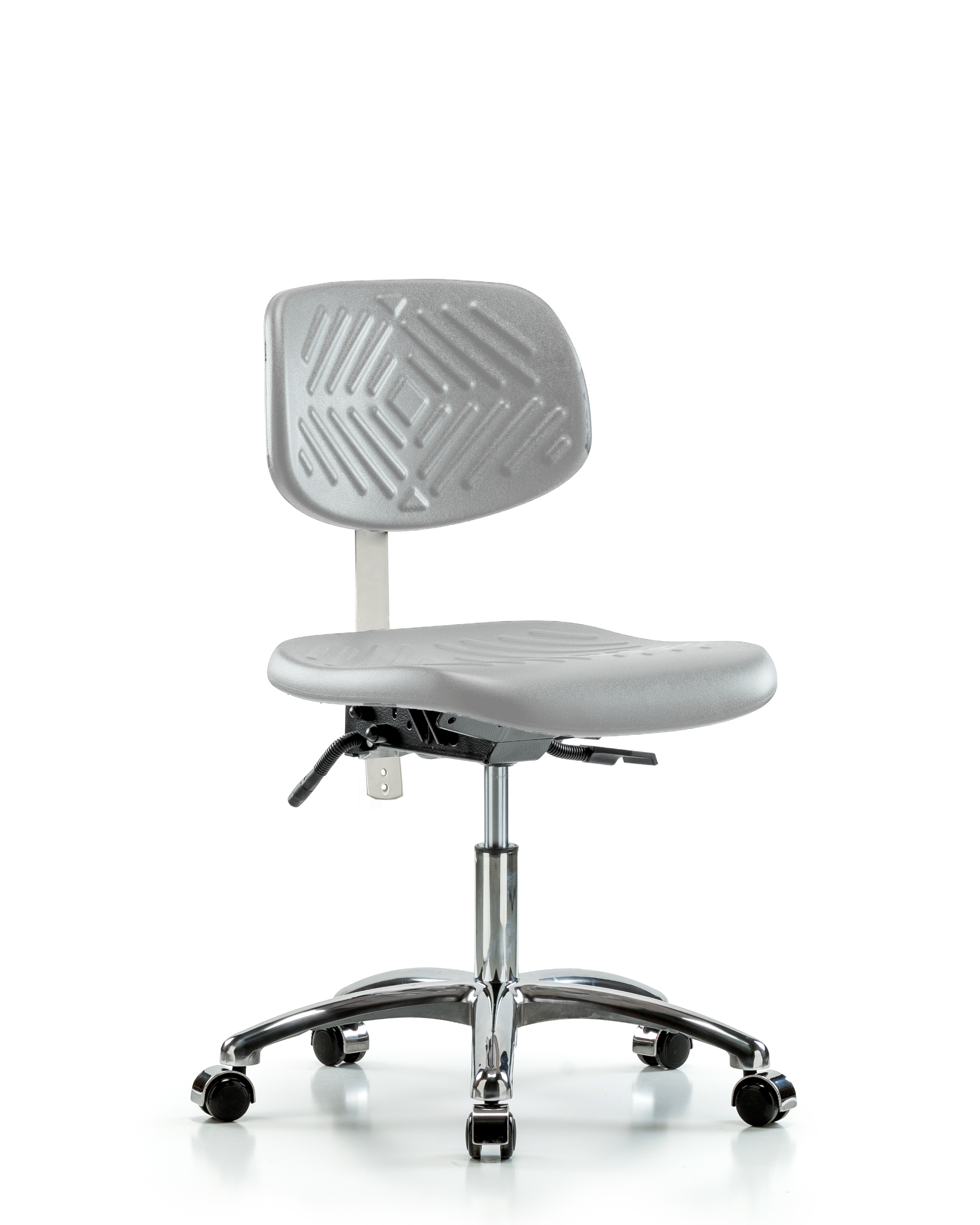 Class 100 Polyurethane Clean Room Chair - Desk Height with Seat Tilt & Casters in Gray Polyurethane
