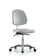 Class 10 Polyurethane Clean Room Chair - Desk Height with Medium Back & Casters in Gray Polyurethane