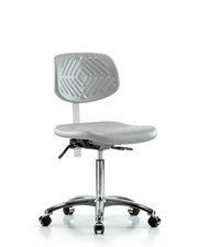 Class 100 Polyurethane Clean Room Chair - Medium Bench Height with Seat Tilt & Casters in Gray Polyurethane