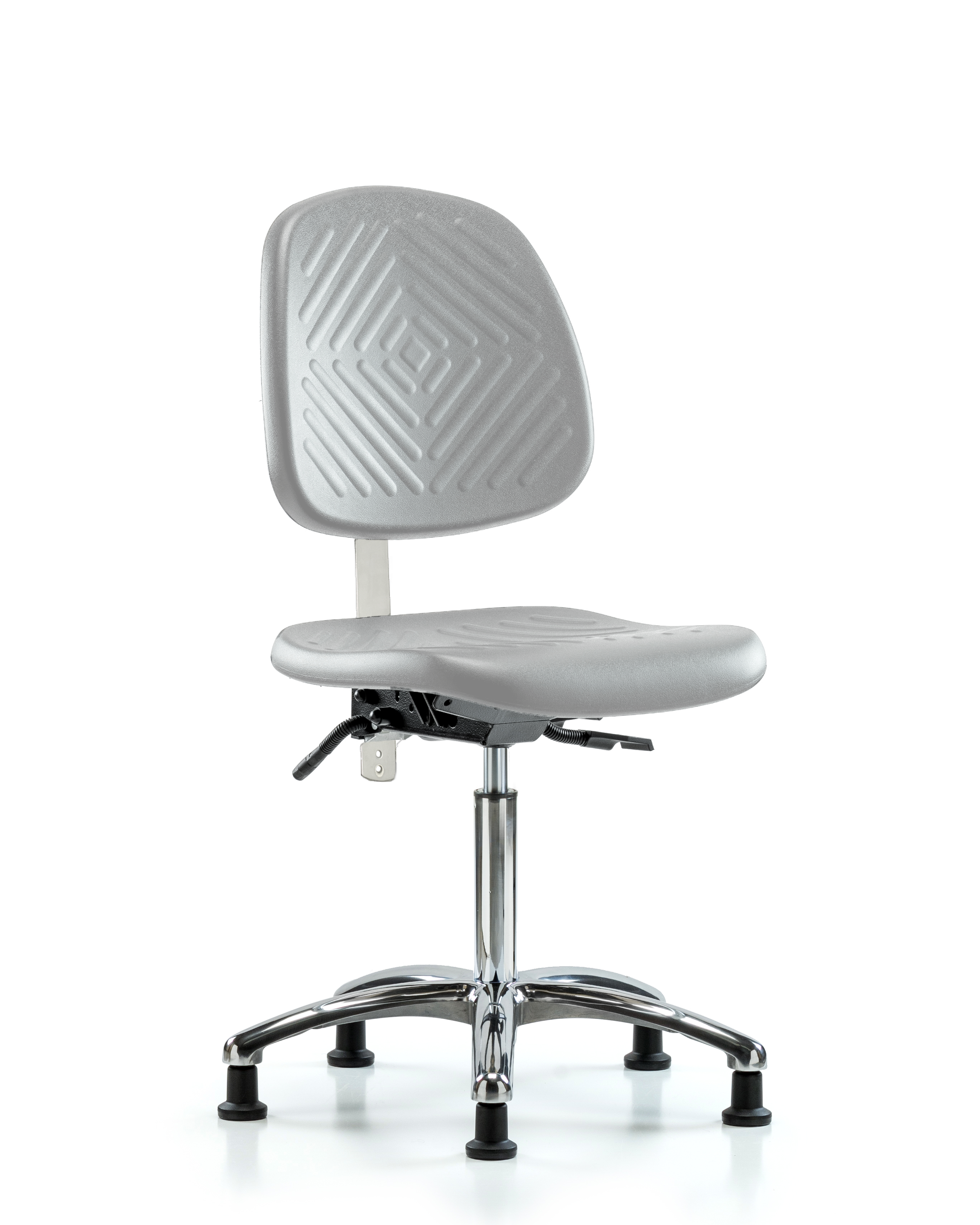 Class 10 Polyurethane Clean Room Chair - Medium Bench Height with Medium Back & Stationary Glides in Gray Polyurethane