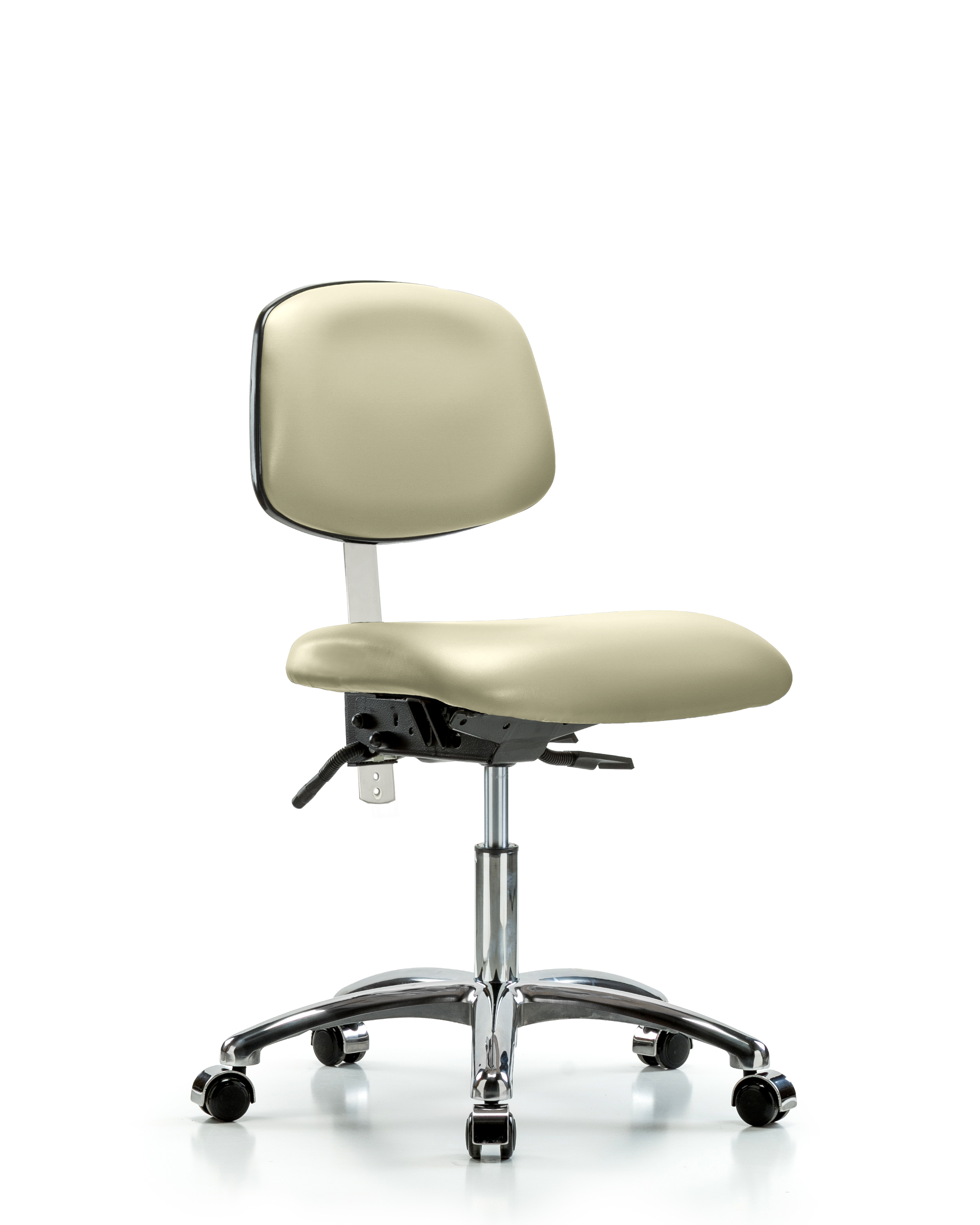 Class 100 Vinyl Clean Room Chair - Desk Height with Casters in Adobe White Trailblazer Vinyl