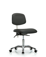 Class 100 Vinyl Clean Room Chair - Desk Height with Casters in Charcoal Trailblazer Vinyl