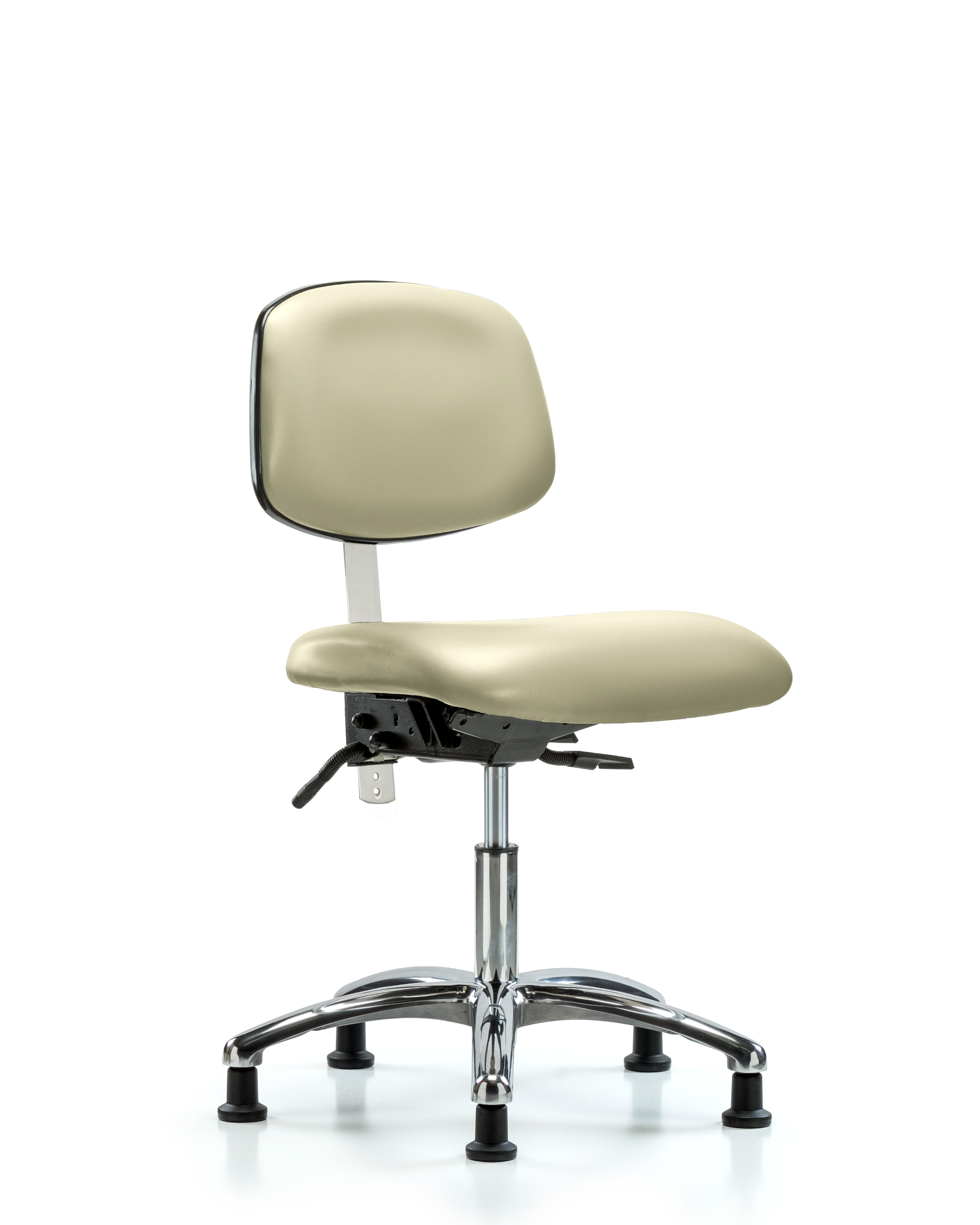 Class 100 Vinyl Clean Room Chair - Desk Height with Stationary Glides in Adobe White Trailblazer Vinyl