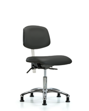 Class 100 Vinyl Clean Room Chair - Desk Height with Stationary Glides in Charcoal Trailblazer Vinyl