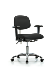 Class 100 Vinyl Clean Room Chair - Desk Height with Adjustable Arms & Casters in Black Trailblazer Vinyl