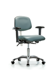 Class 100 Vinyl Clean Room Chair - Desk Height with Adjustable Arms & Casters in Storm Supernova Vinyl