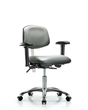 Class 100 Vinyl Clean Room Chair - Desk Height with Adjustable Arms & Casters in Sterling Supernova Vinyl