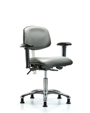 Class 100 Vinyl Clean Room Chair - Desk Height with Adjustable Arms & Stationary Glides in Sterling Supernova Vinyl