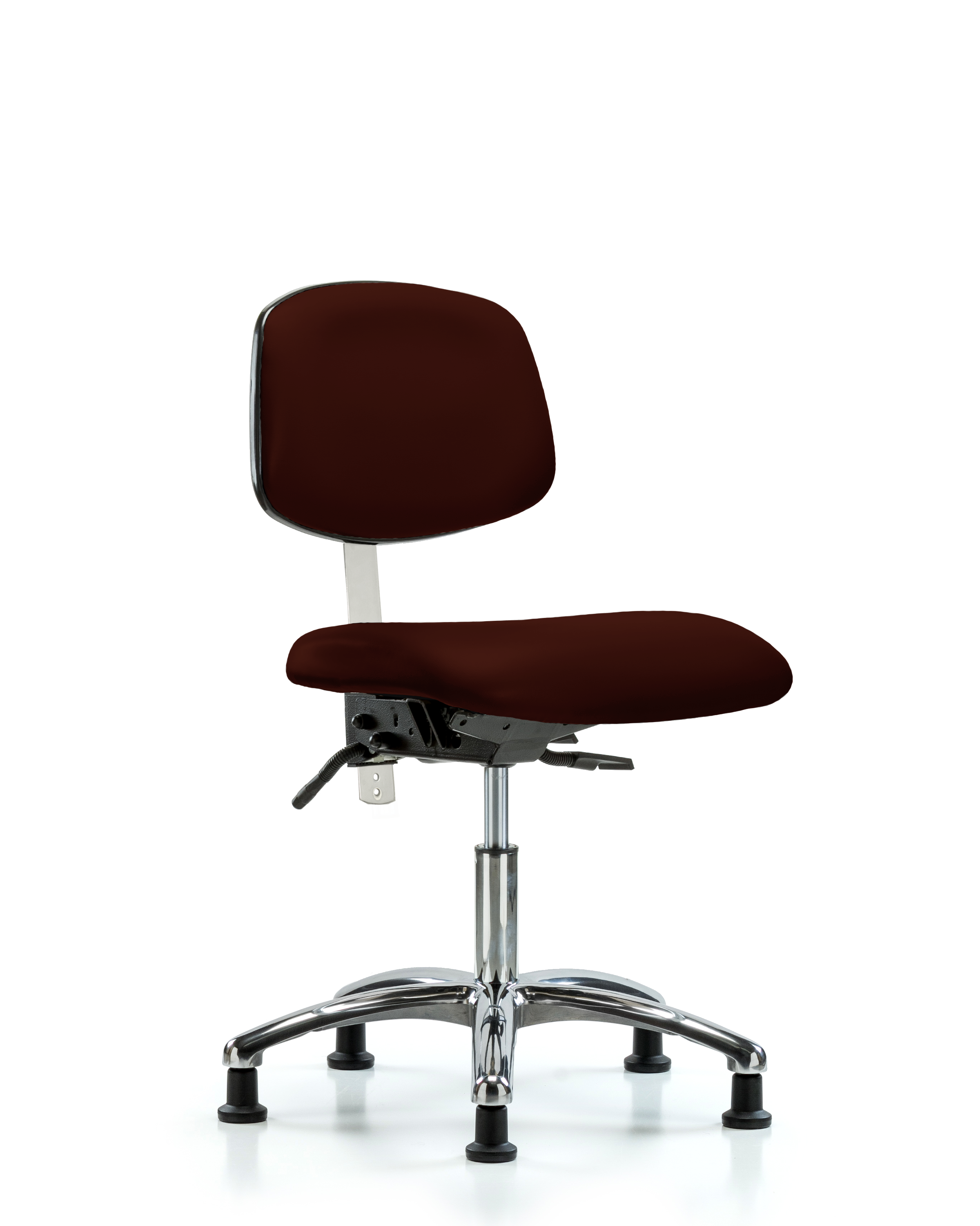 Class 100 Vinyl Clean Room Chair - Desk Height with Seat Tilt & Stationary Glides in Burgundy Trailblazer Vinyl