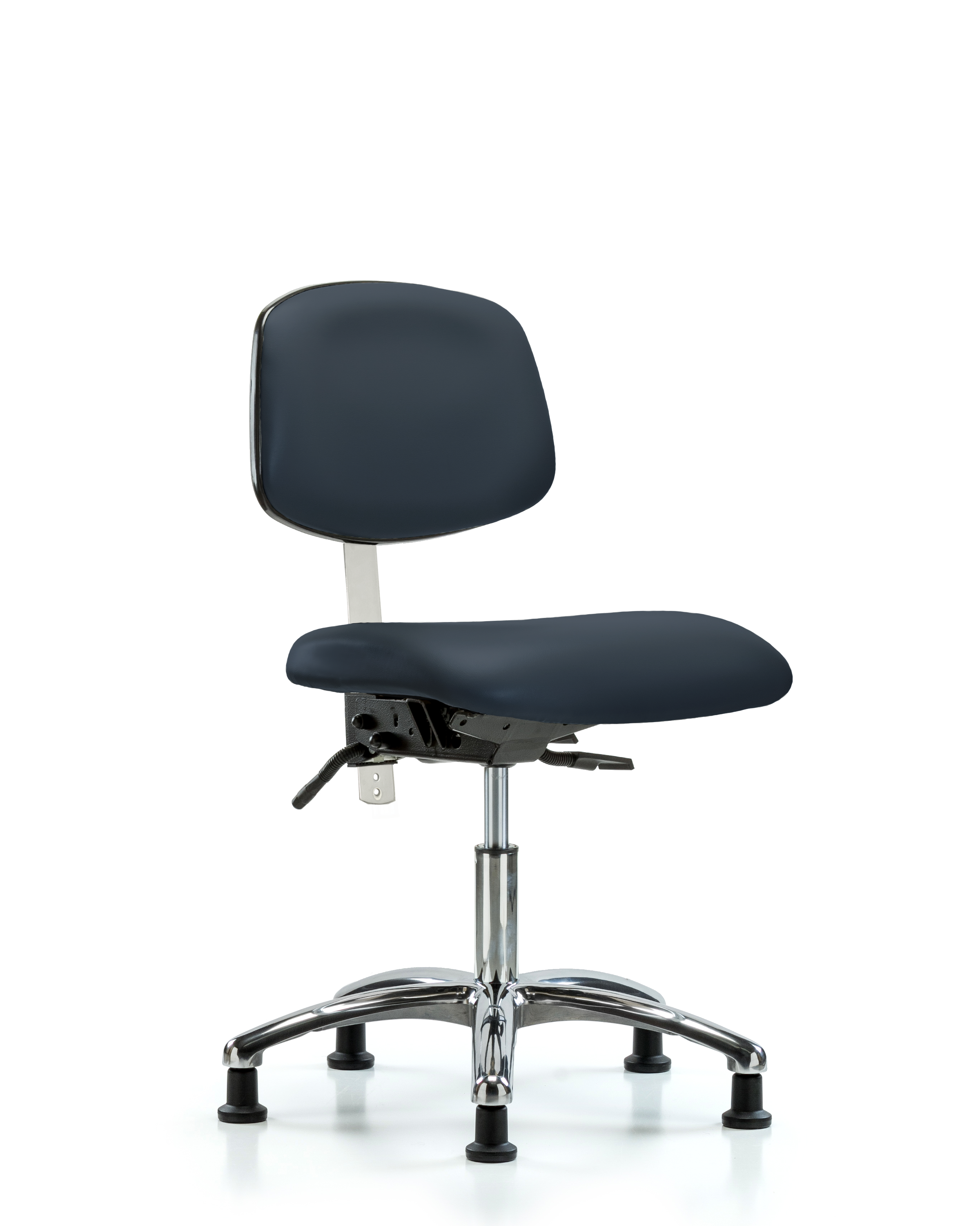 Class 100 Vinyl Clean Room Chair - Desk Height with Seat Tilt & Stationary Glides in Imperial Blue Trailblazer Vinyl