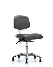 Class 100 Vinyl Clean Room Chair - Desk Height with Seat Tilt & Stationary Glides in Carbon Supernova Vinyl