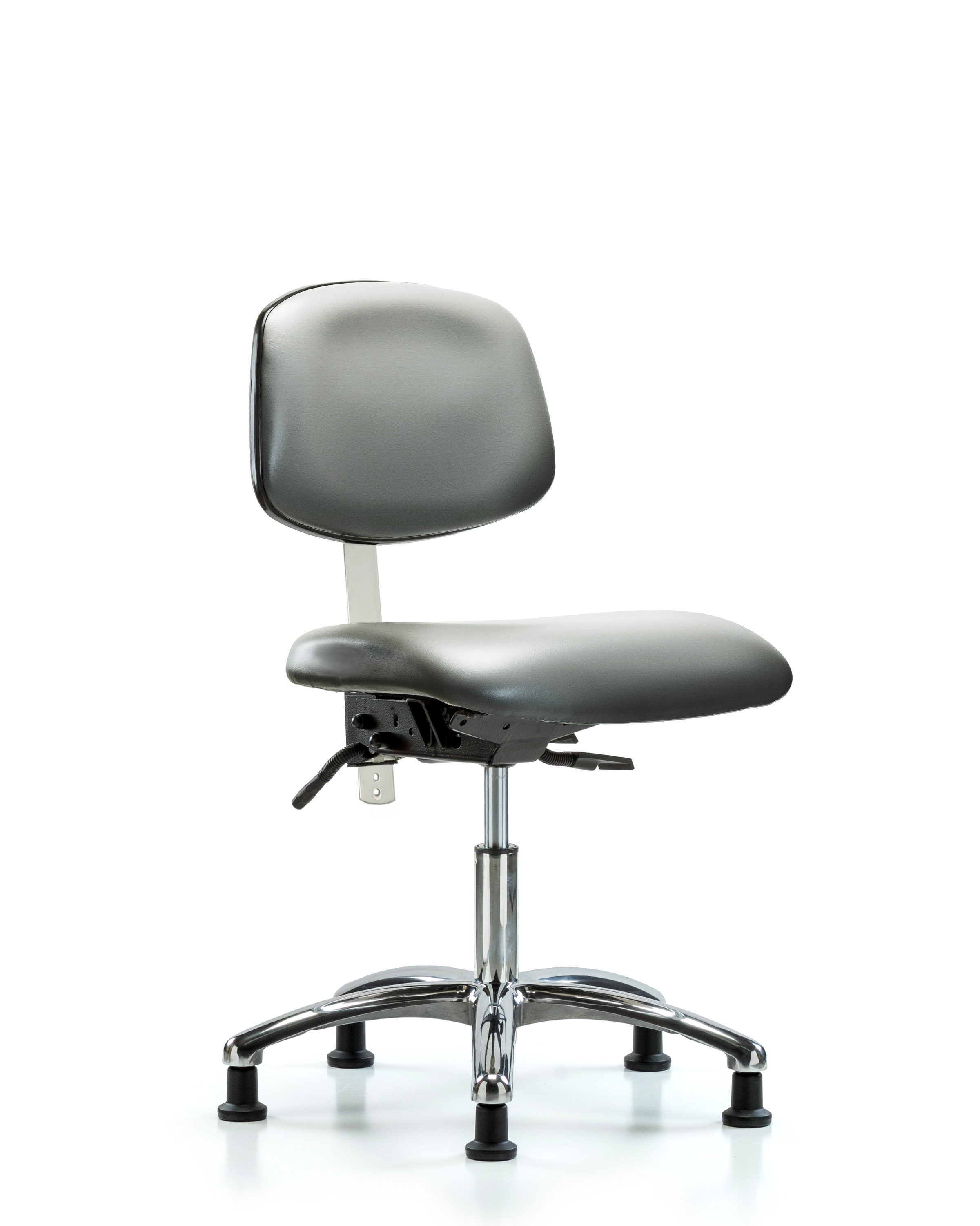 Class 100 Vinyl Clean Room Chair - Desk Height with Seat Tilt & Stationary Glides in Sterling Supernova Vinyl