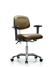 Class 100 Vinyl Clean Room Chair - Desk Height with Seat Tilt, Adjustable Arms, & Casters in Taupe Supernova Vinyl