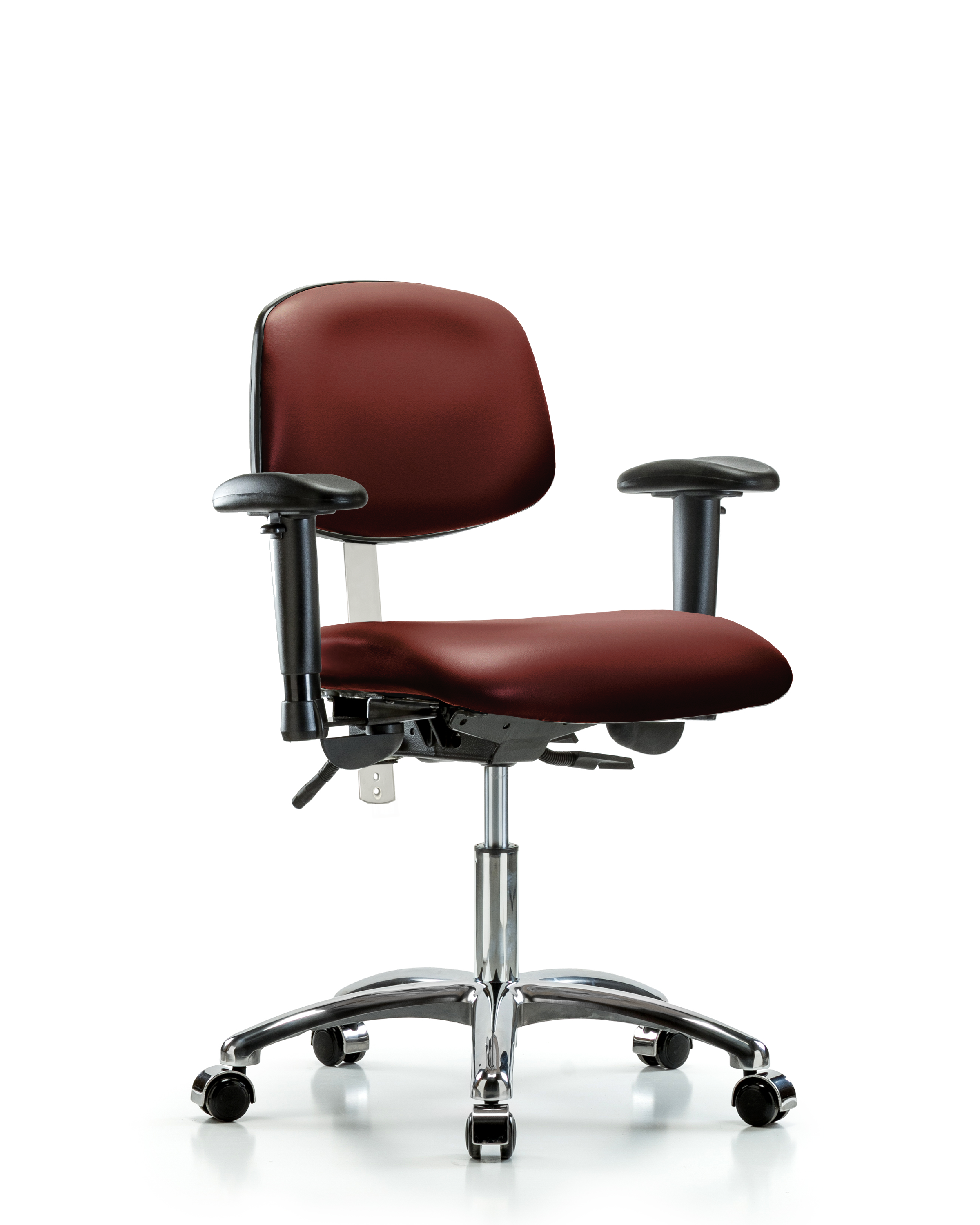 Class 100 Vinyl Clean Room Chair - Desk Height with Seat Tilt, Adjustable Arms, & Casters in Borscht Supernova Vinyl