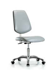 Class 100 Vinyl Clean Room Chair - Desk Height with Medium Back & Casters in Dove Trailblazer Vinyl