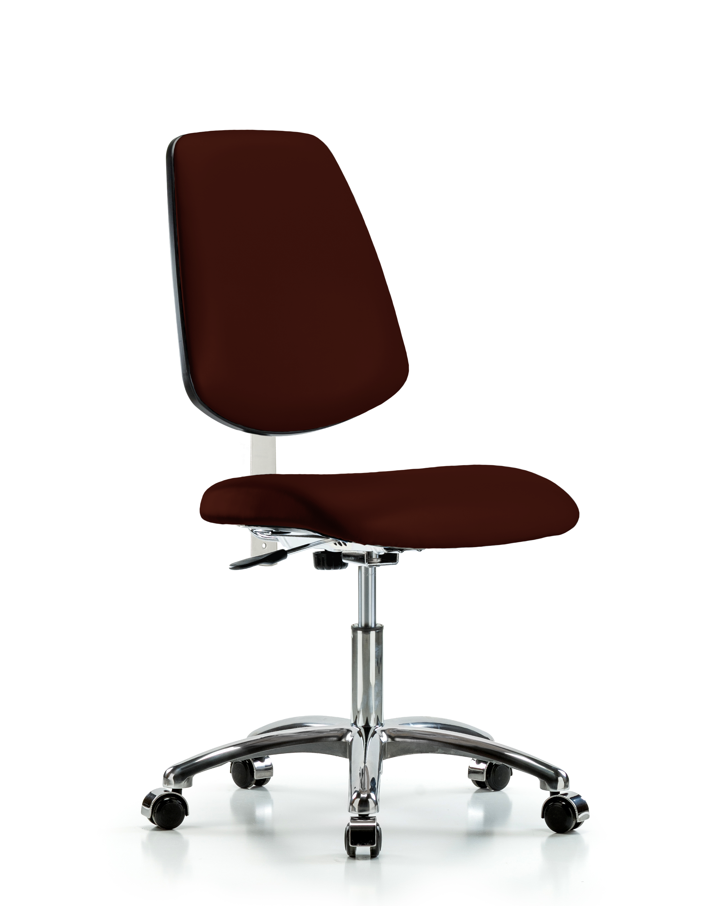 Class 100 Vinyl Clean Room Chair - Desk Height with Medium Back & Casters in Burgundy Trailblazer Vinyl