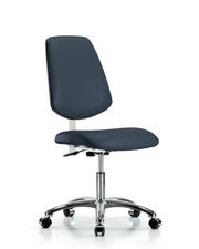 Class 100 Vinyl Clean Room Chair - Desk Height with Medium Back & Casters in Imperial Blue Trailblazer Vinyl
