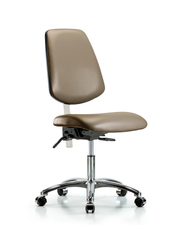 Class 100 Vinyl Clean Room Chair - Desk Height with Medium Back & Casters in Taupe Supernova Vinyl