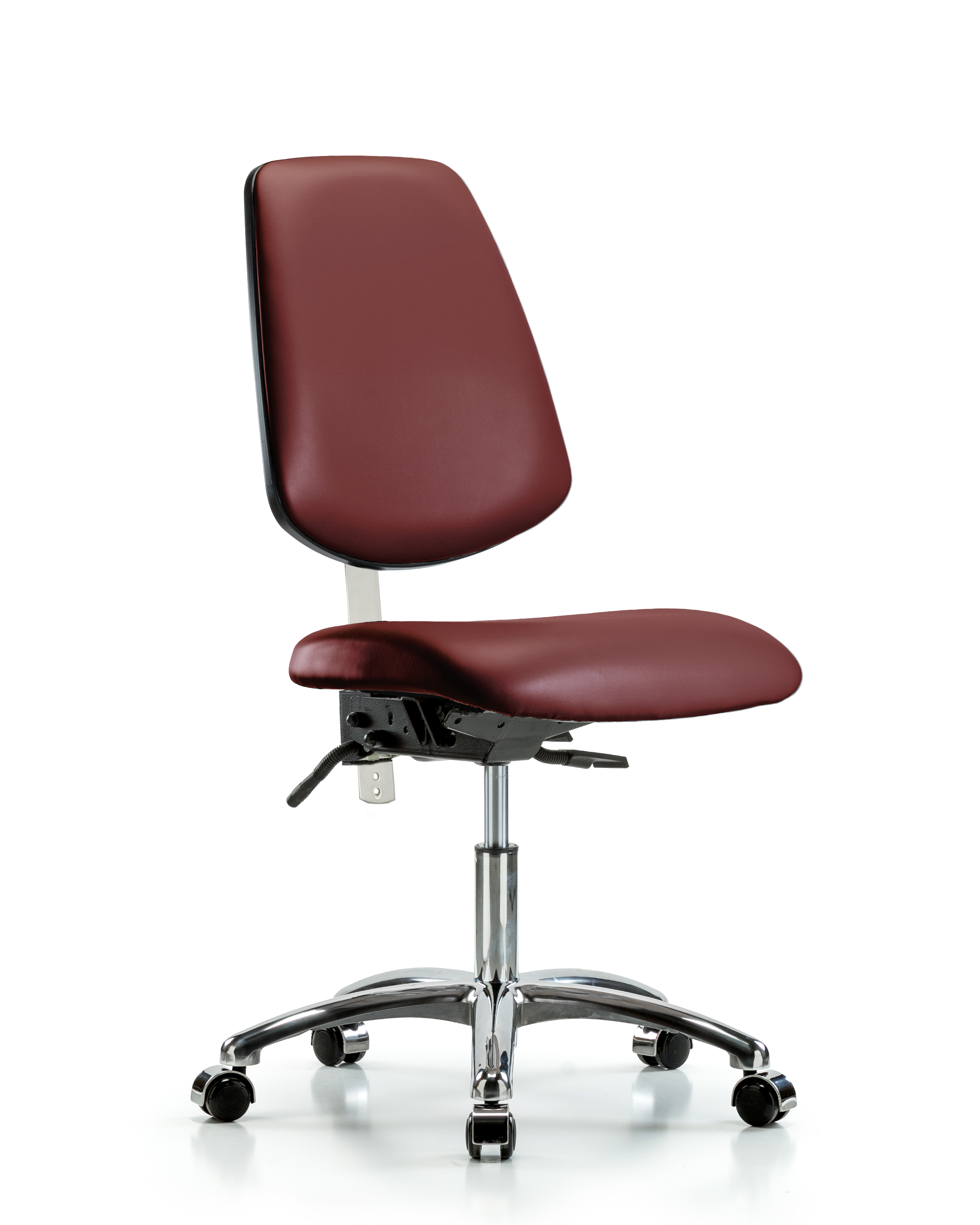 Class 100 Vinyl Clean Room Chair - Desk Height with Medium Back & Casters in Borscht Supernova Vinyl