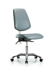 Class 100 Vinyl Clean Room Chair - Desk Height with Medium Back & Casters in Storm Supernova Vinyl