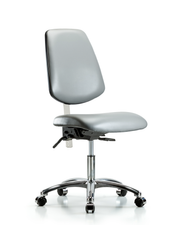 Class 100 Vinyl Clean Room Chair - Desk Height with Medium Back & Casters in Sterling Supernova Vinyl