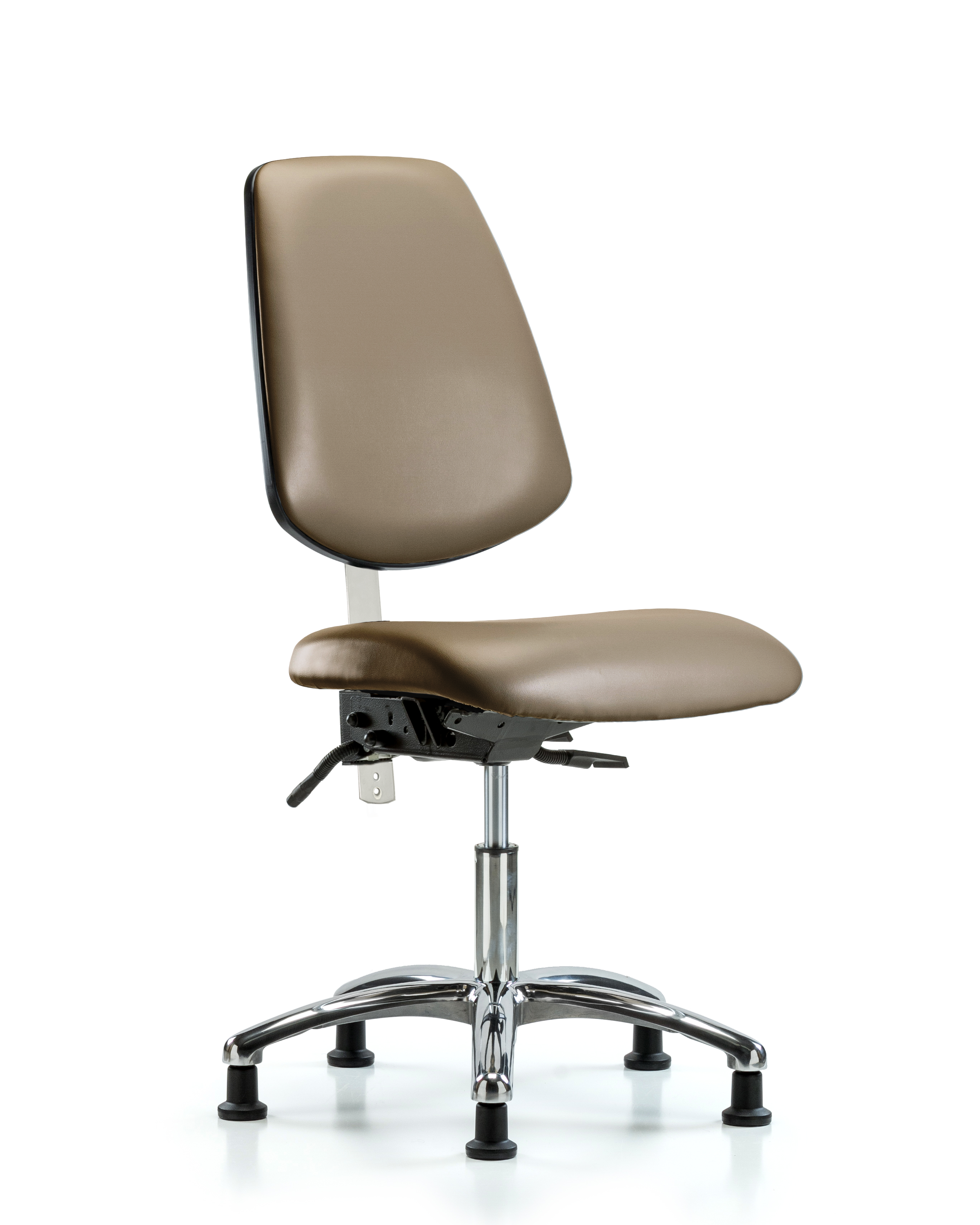 Class 100 Vinyl Clean Room Chair - Desk Height with Medium Back & Stationary Glides in Taupe Supernova Vinyl