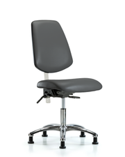 Class 100 Vinyl Clean Room Chair - Desk Height with Medium Back & Stationary Glides in Carbon Supernova Vinyl