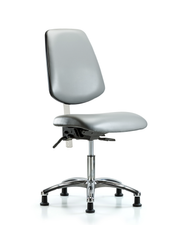 Class 100 Vinyl Clean Room Chair - Desk Height with Medium Back & Stationary Glides in Sterling Supernova Vinyl