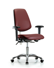 Class 100 Vinyl Clean Room Chair - Desk Height with Medium Back, Adjustable Arms, & Casters in Borscht Supernova Vinyl