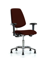 Class 100 Vinyl Clean Room Chair - Desk Height with Medium Back, Adjustable Arms, & Stationary Glides in Burgundy Trailblazer Vinyl