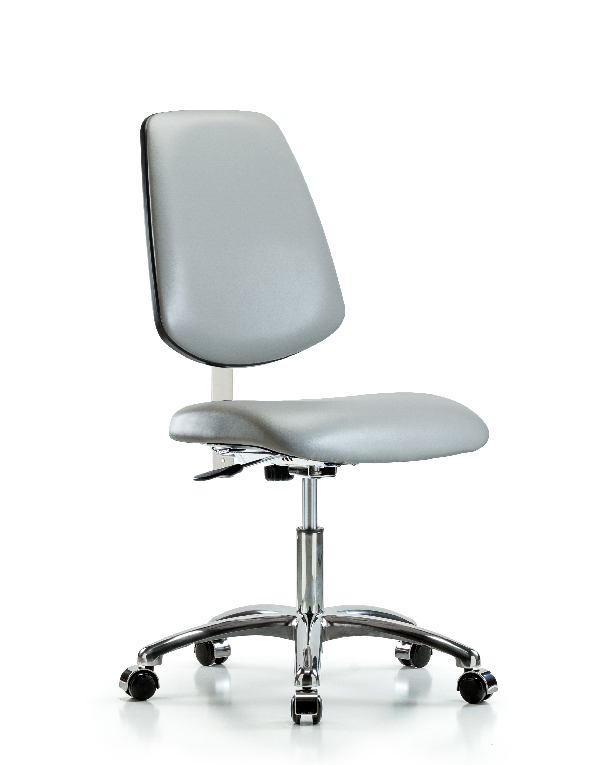 Class 100 Vinyl Clean Room Chair - Desk Height with Medium Back, Seat Tilt, & Casters in Dove Trailblazer Vinyl