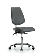 Class 100 Vinyl Clean Room Chair - Desk Height with Medium Back, Seat Tilt, & Casters in Carbon Supernova Vinyl