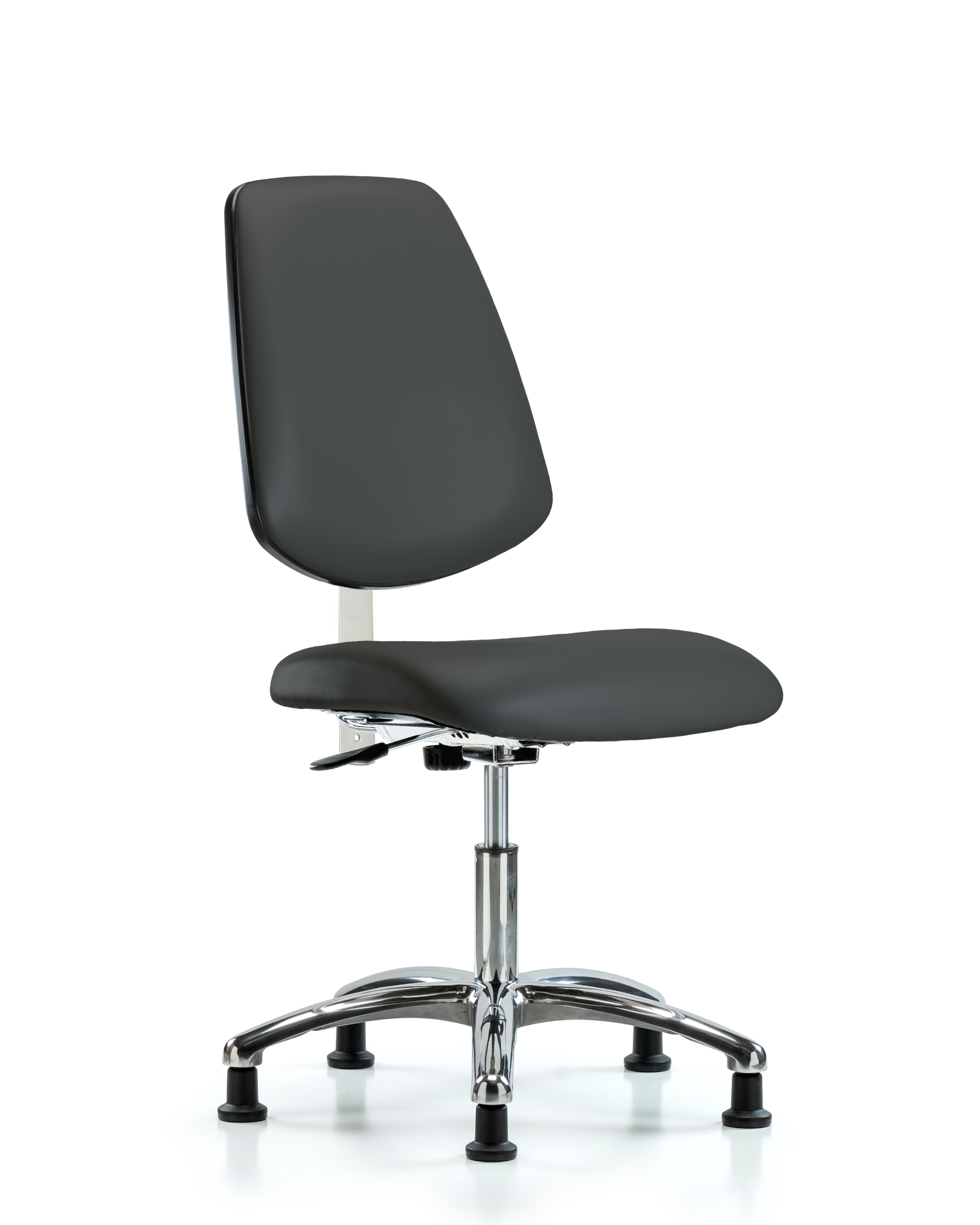 Class 100 Vinyl Clean Room Chair - Desk Height with Medium Back, Seat Tilt, & Stationary Glides in Charcoal Trailblazer Vinyl