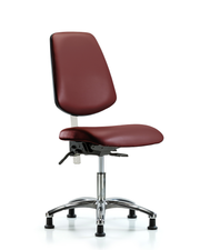 Class 100 Vinyl Clean Room Chair - Desk Height with Medium Back, Seat Tilt, & Stationary Glides in Borscht Supernova Vinyl