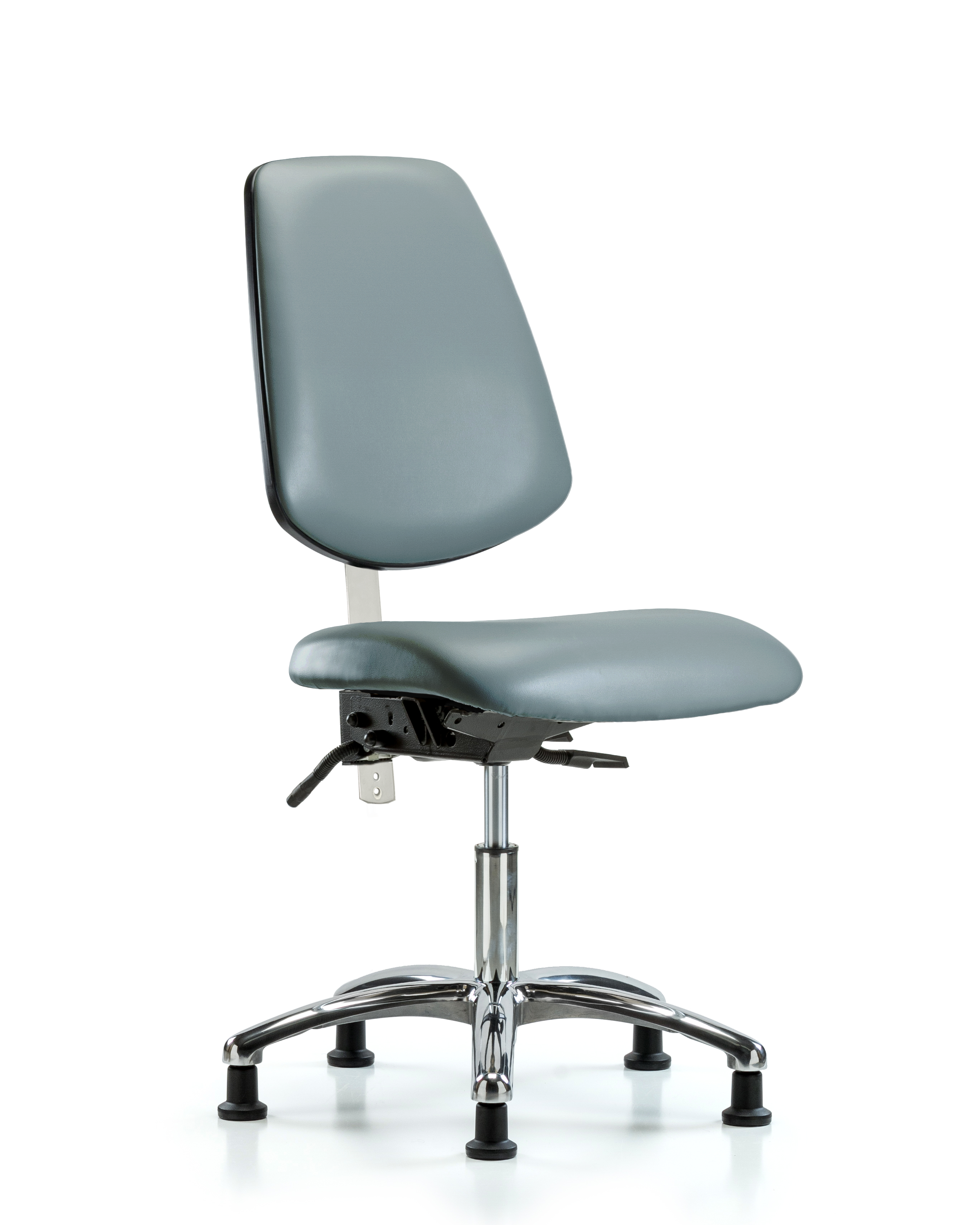 Class 100 Vinyl Clean Room Chair - Desk Height with Medium Back, Seat Tilt, & Stationary Glides in Storm Supernova Vinyl