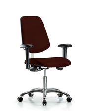 Class 100 Vinyl Clean Room Chair - Desk Height with Medium Back, Seat Tilt, Adjustable Arms, & Casters in Burgundy Trailblazer Vinyl