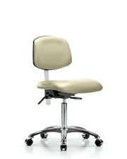 Class 100 Vinyl Clean Room Chair - Medium Bench Height with Casters in Adobe White Trailblazer Vinyl